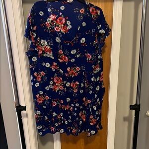 Emerald Orange and Pink Ruffled Short Sleeve Blouse